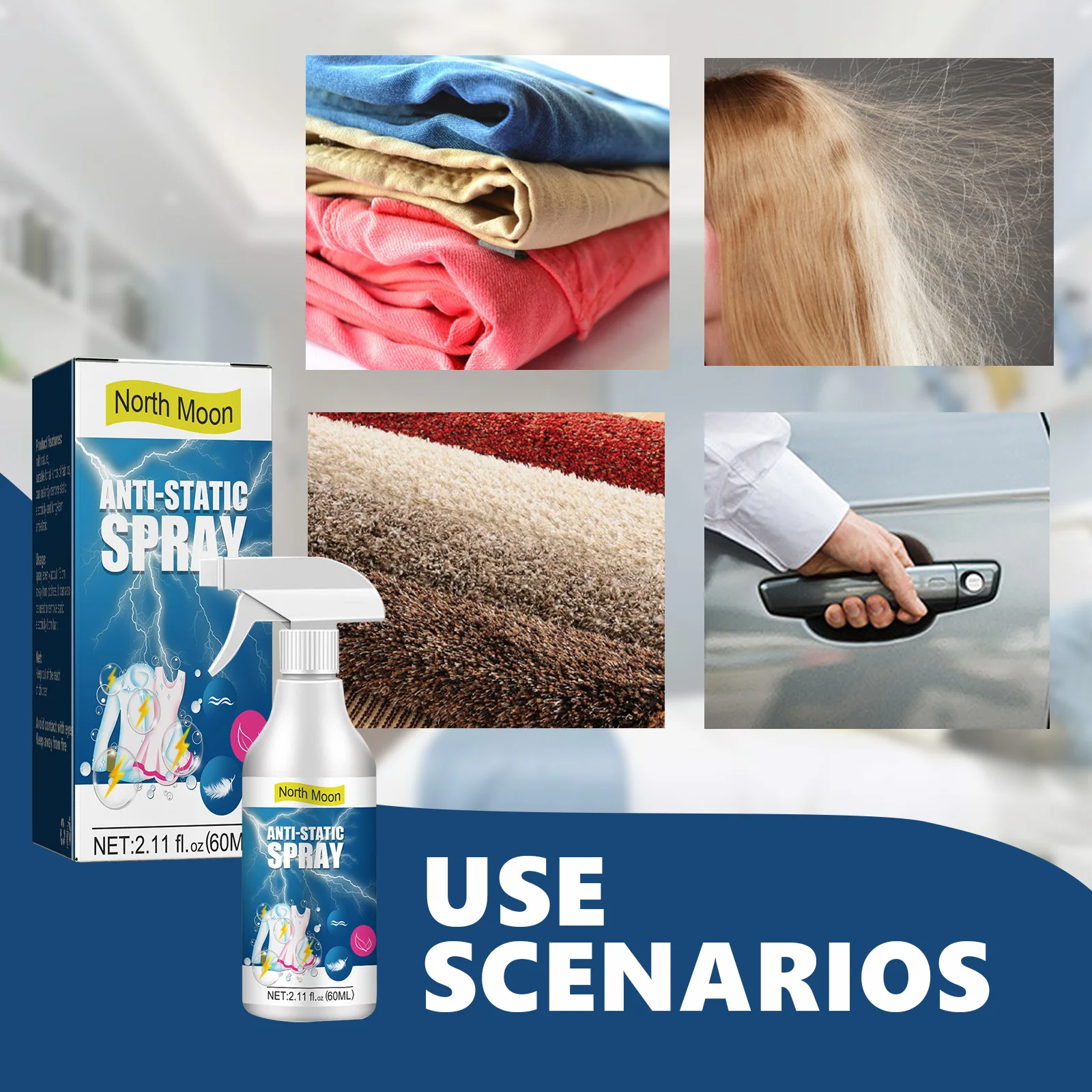 North Moon Fabric and Cloth Wrinkle Releaser Spray Anti-static Wrinkle Release Spray Eliminate Wrinkle Spray for Clothes