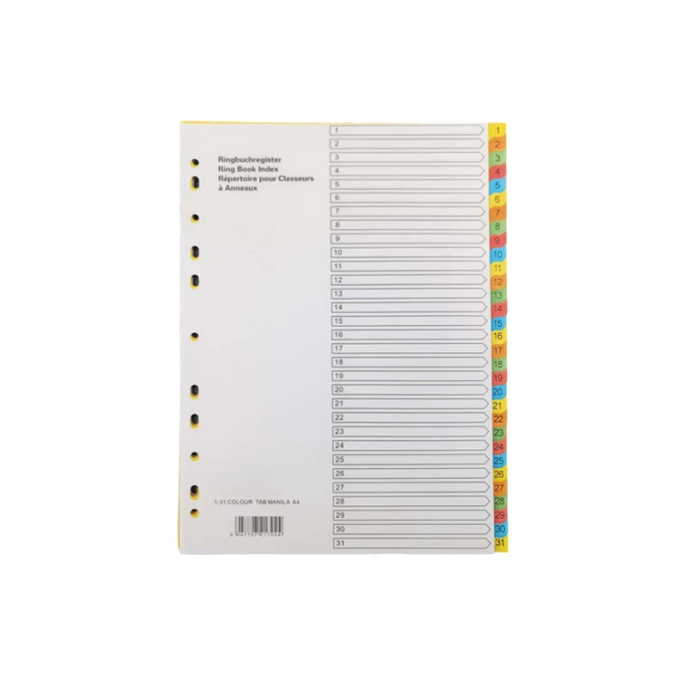 custom office stationery binder divider 31 pieces paper tab divider a4  numerica
