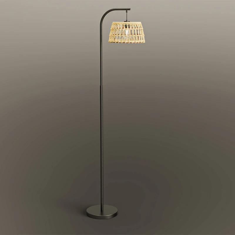 Hot sale  designer vintage style  rattan floor lamp cheap floor lamp diming for amazon seller