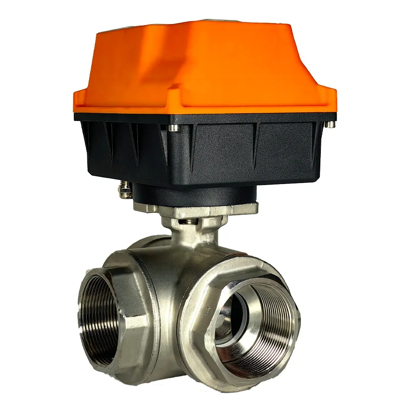 DN32 3 way smart motorized temperature proportional flow control valve 24v actuator electric LORA  remote water valve