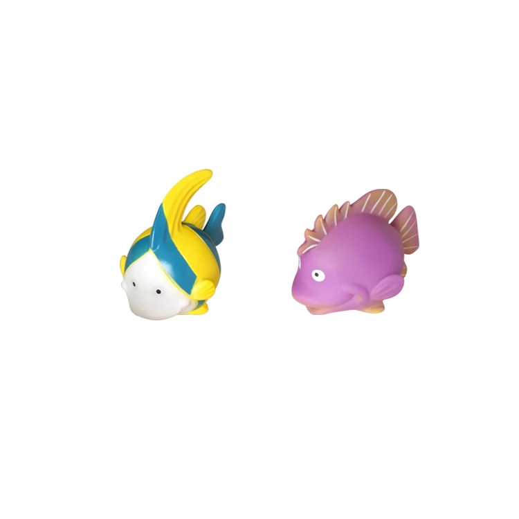 Hot Selling 2 Pcs Color Small Sea Fish Bath Toys Cute Silicone Bath Tub Toys For Baby