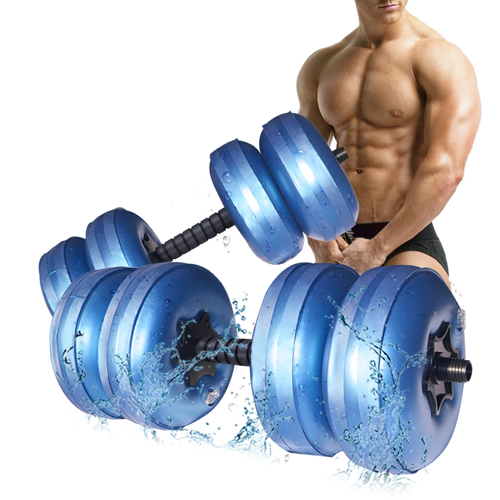 2020 new arrival portable adjustable weight lifting water filled dumbbell plastic dumbbell sets 30kg 35kg