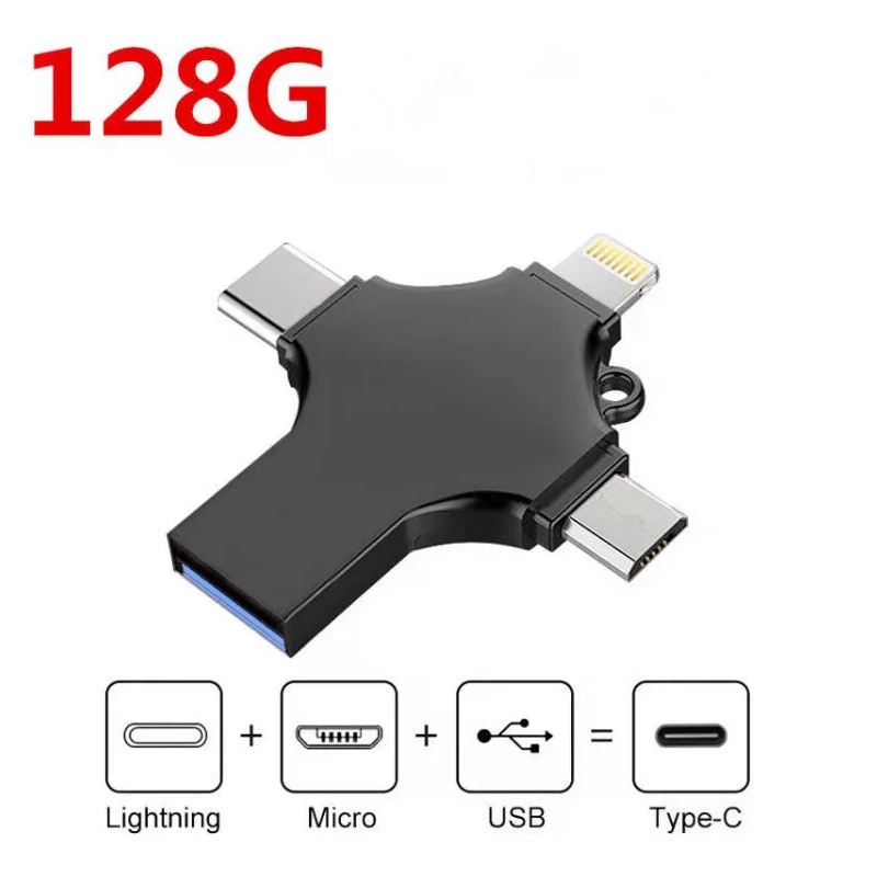 Металлический USB-накопитель 4 в 1 32/64/128/256/Type/c