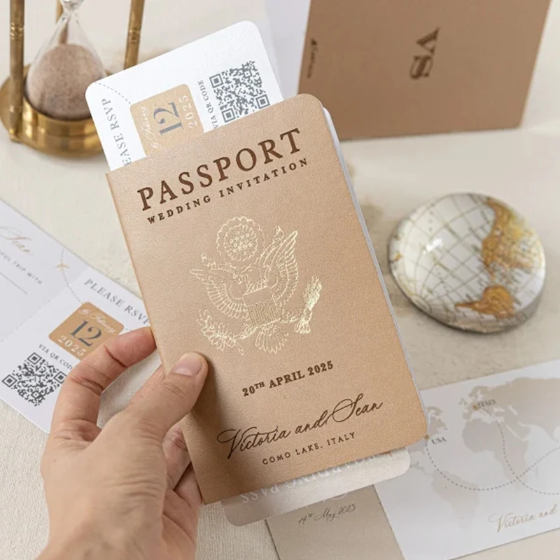 Creative Design Visa Wedding Invitation Letter Engagement Party Invite Cards With Passport Rsvp Suite