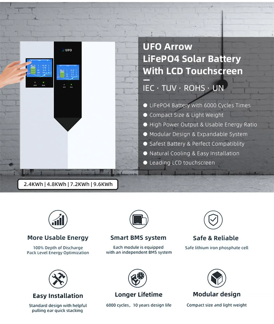 6000 Cycle CE certify  Smart BMS Smart App Powerwall Home Energy Storage  UFO 4.8V 100Ah 200Ah home energy storage battery