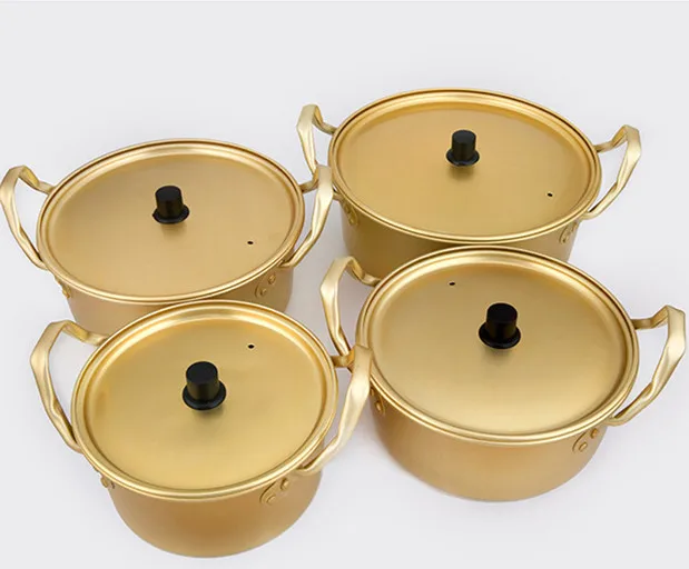 Wholesale Customized Kitchen Cookware Small Gold Instant Korean Noodle Ramen Cooking Soup Pot