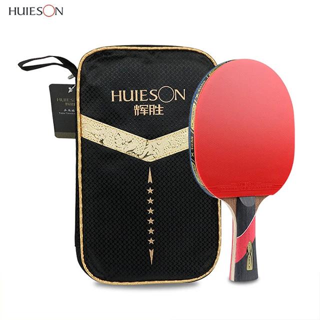 HUIESON Custom Print With Logo Professional 6 Stars Paddle Carbon table tennis Bat Set Table Tennis Racket