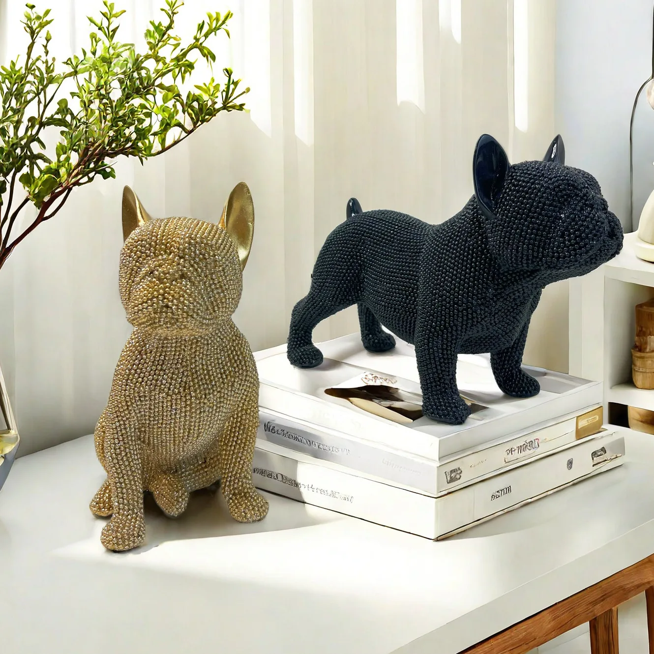 Nordic Modern 3D Resin Dog Ornaments Advanced Sense Creative Sitting Posture Luxury Light Home Decor Living Room Desktop 3D