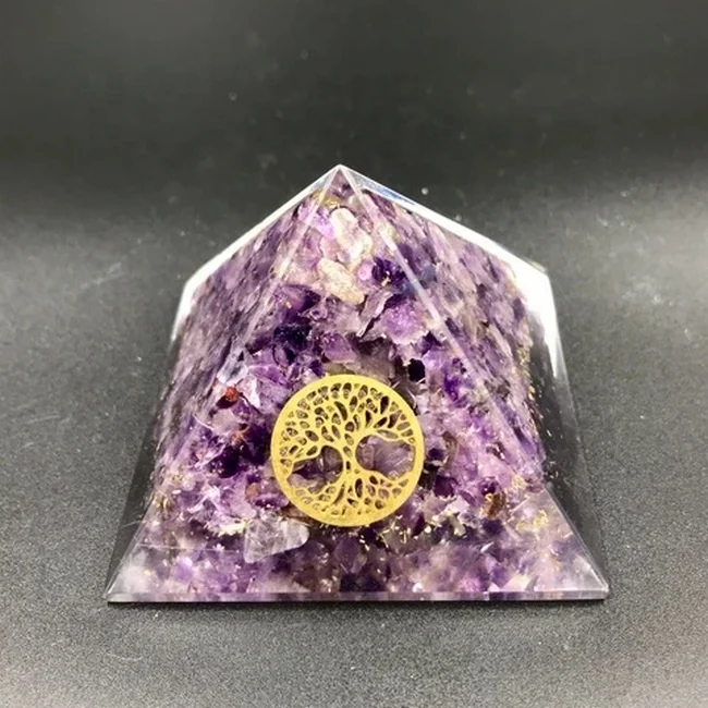 Аметистовое Дерево жизни Пирамида оргона | Пирамида оргонита | Пирамида из хрустального камня аметиста | Защита EMF