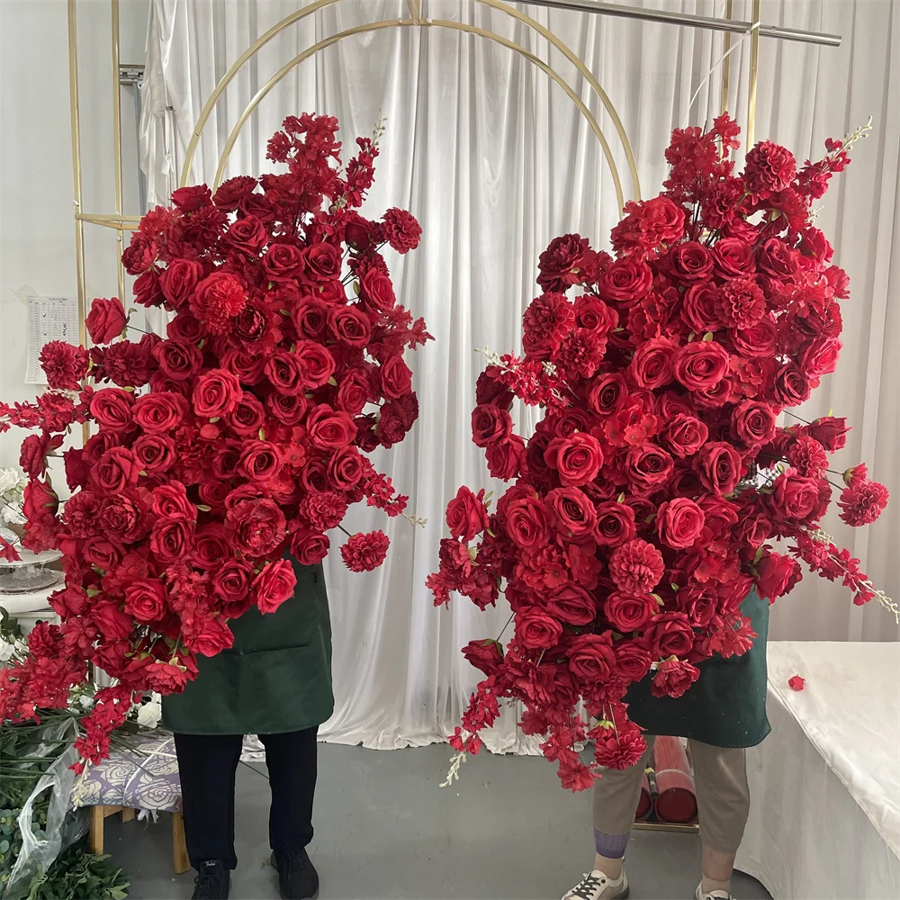IFG Wholesale Red Artificial Roses Decorative Flower Panels for Wedding Arch Decorations