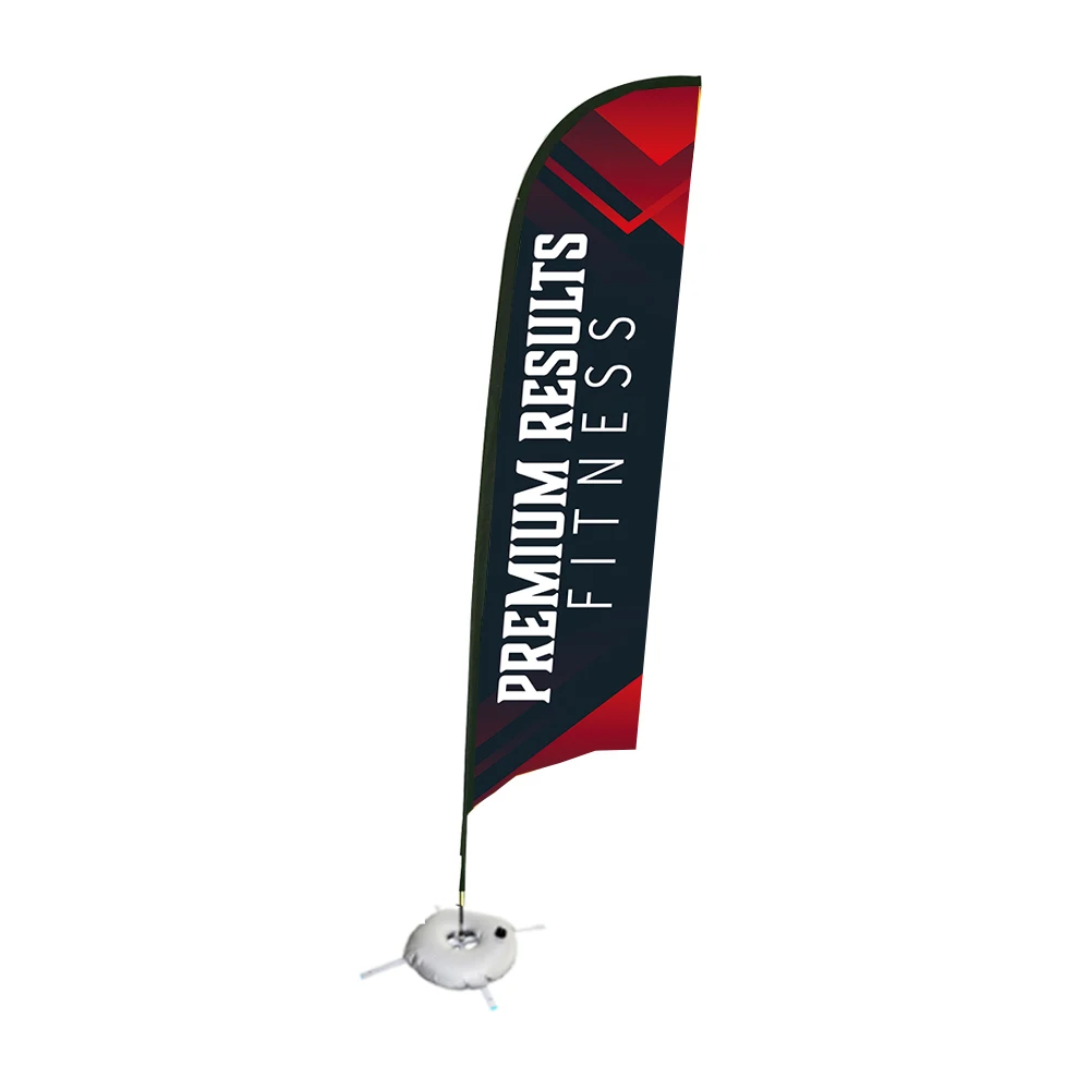 Outdoor Flying Banner Promotion Custom Printed Advertising Feather Teardrop Flag Bali Bow Beach Flag with Corss Base