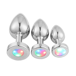 Wholesale Light Led Metal Anal Beads Butt Plug Stimulator Massage Anal Flirting Butt Dildo For Women