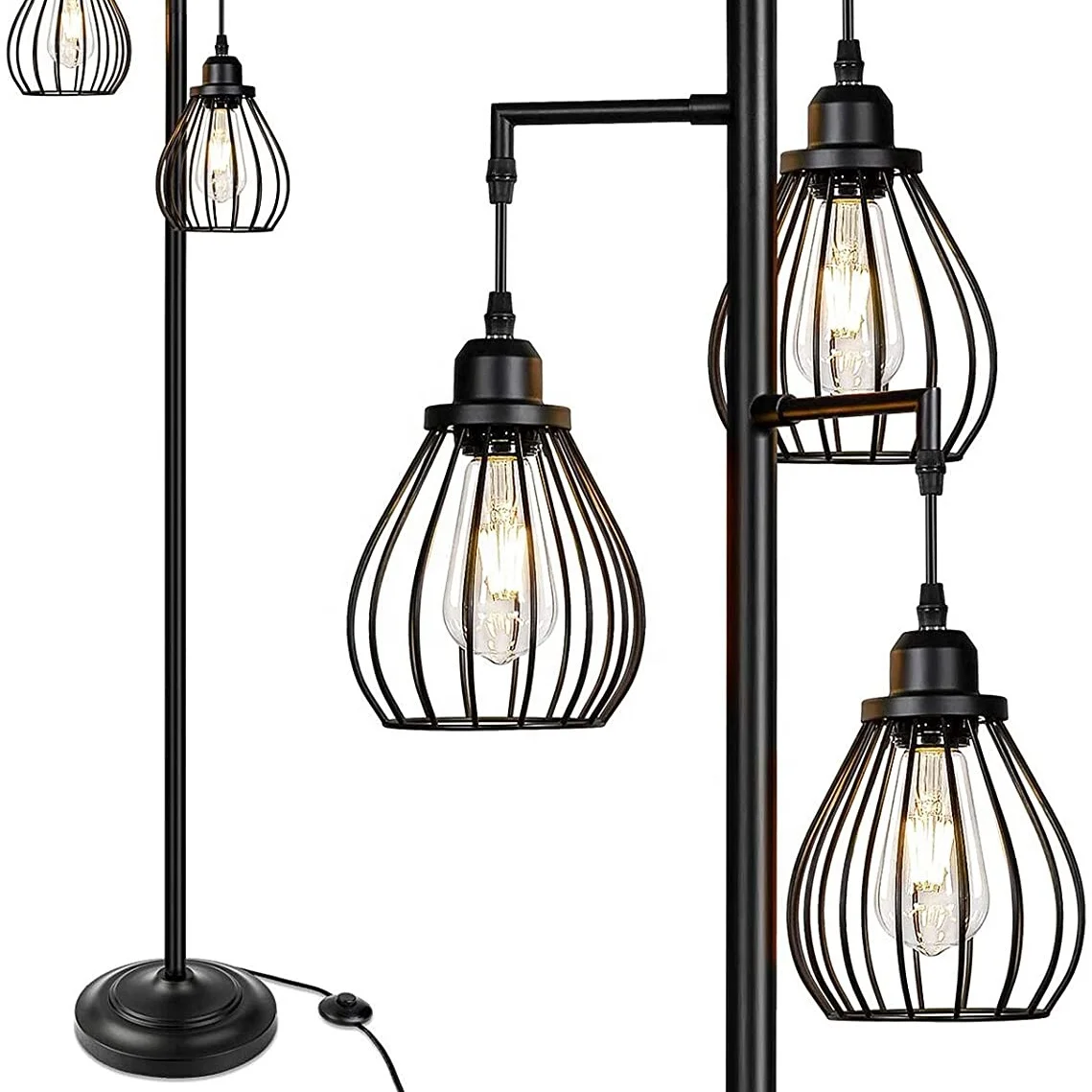  Современный напольный светильник lampTree для домашнего декора элегантная Напольная Лампа 3 дюйма в форме каплевидной клетки крепкая подставка винтажный отлично подходит фермерского