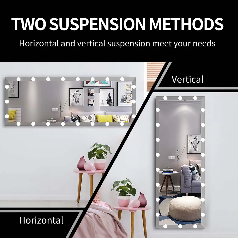 USA Free Shipping F4 Hollywood Full Length Mirror, 63*24inch Large Floor Body Mirror with lights for Dressing Room, Bedroom