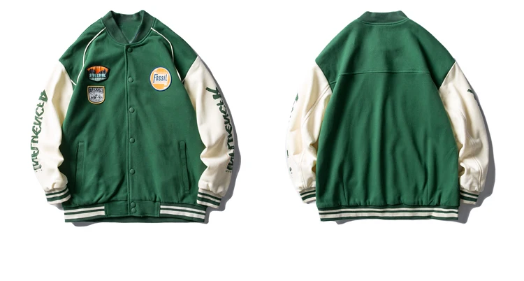 OEM Shoulder Knot Custom Men Women Oversize Jacket Cotton Blend Street Coat letterman Jacket