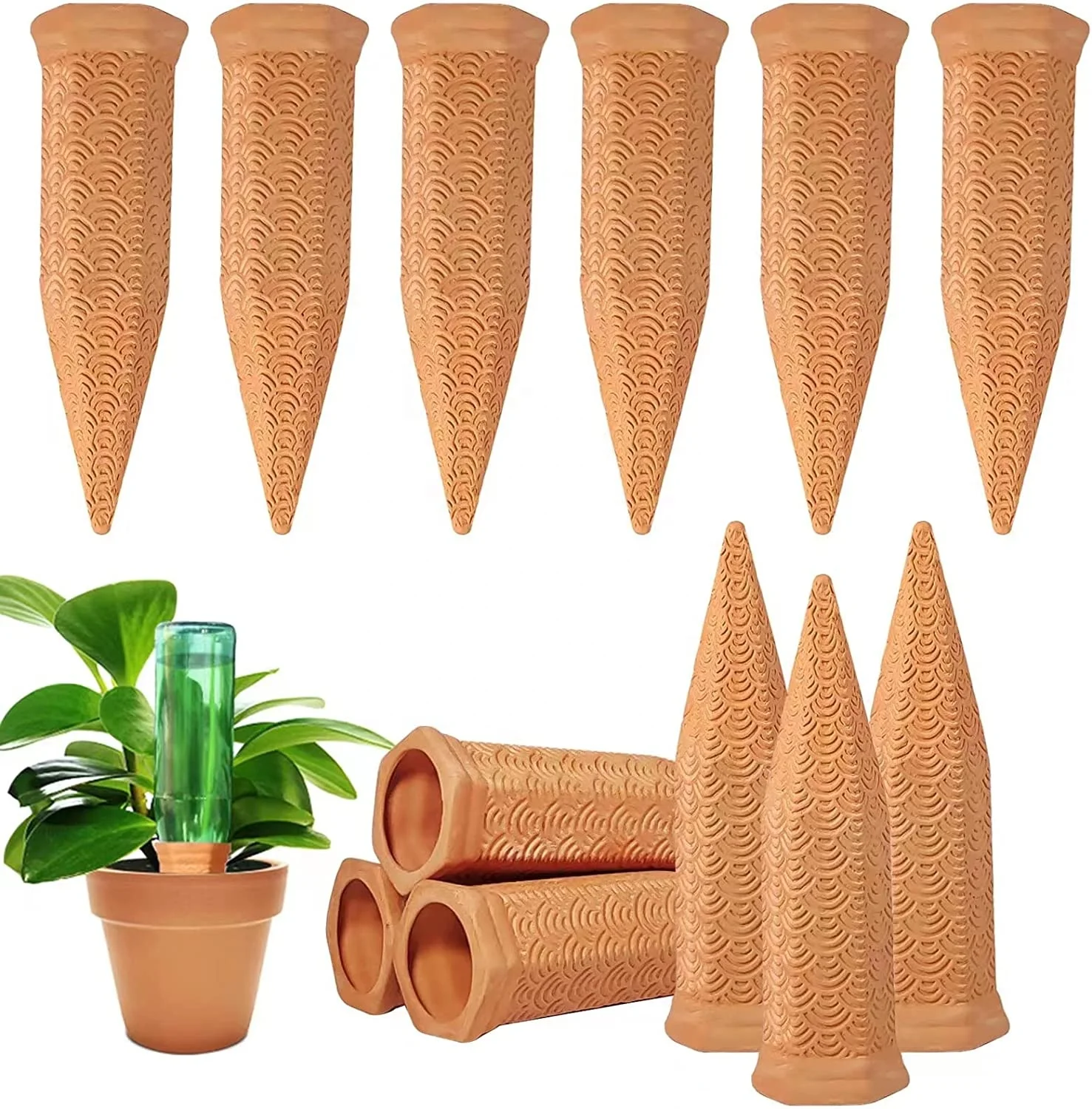 Plant Watering Spikes 12 pack Terracotta Plant Watering Spike Automatic Plant Self Watering Device