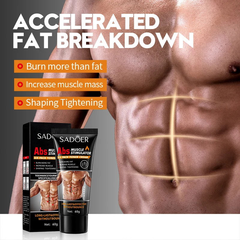 OEM SADOER Herbal Best Men Weight Loss Eight Pack Flat Tummy Cream Abdominal Muscles Belly Body Stomach Waist Slimming Cream