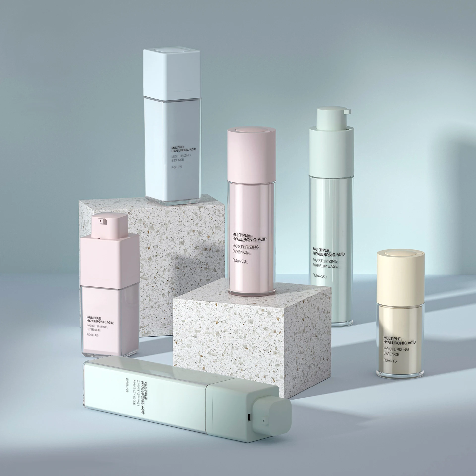 PP Airless Bottle Lotion Cosmetic Skin Care Packaging Pump Bottle Custom 15ml 30ml 50ml Cartons Gold Cosmetic Mini Bottles AS/PP