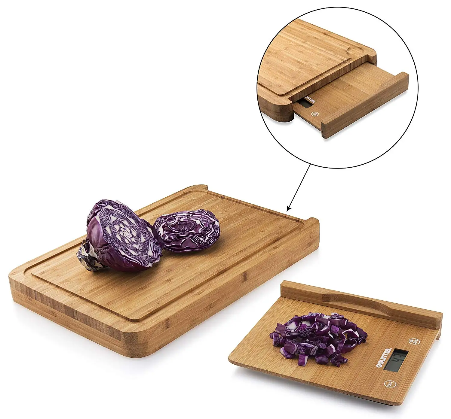 Wholesale natural organic eco-friendly large cutting board scale bamboo