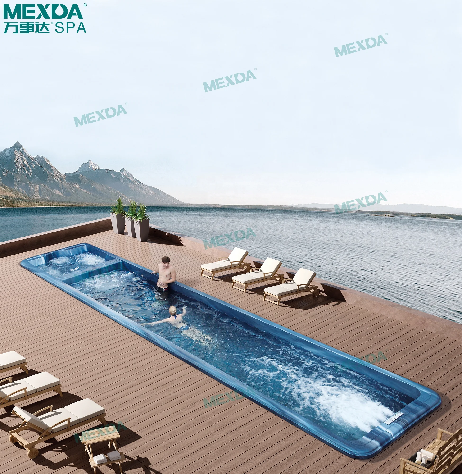 MEXDA Large 12 Meter USA Acrylic Swimming Pool Massage Spa Hot Tub Custom Outdoor Swim Spa WS-S12