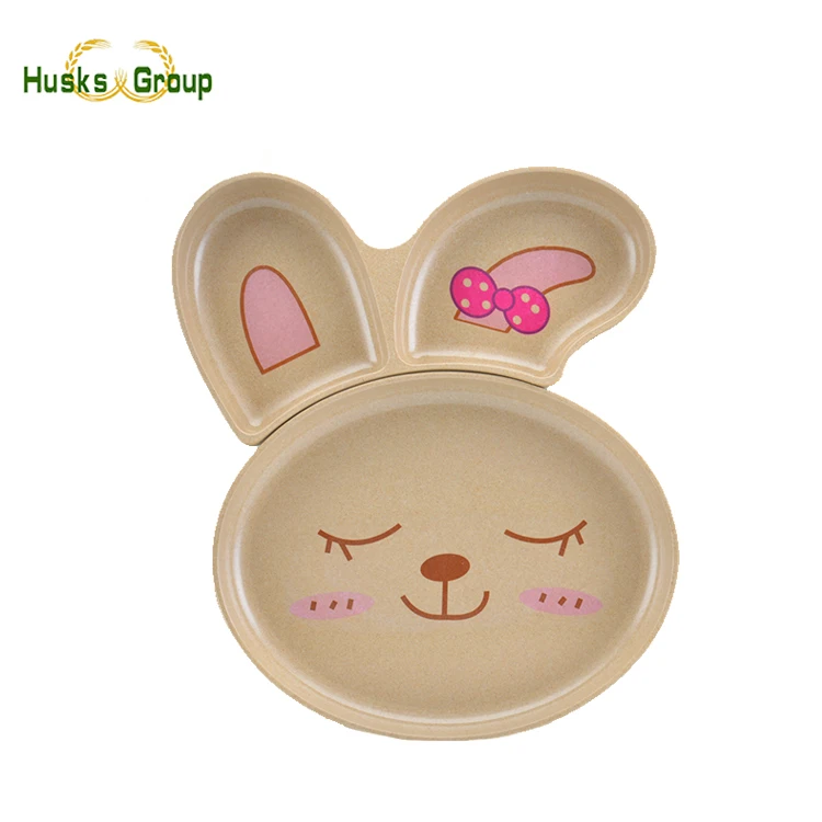 BPA Free Biodegradable Rice Husk Bamboo Fiber Dinnerware Plates For Kids