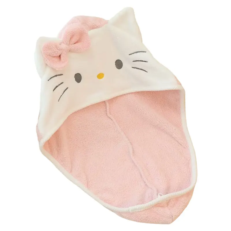 Wholesale Sanrioed Hello KT Dry Hair Cap Microfiber Drying Cap Head Towel Cap For Hair