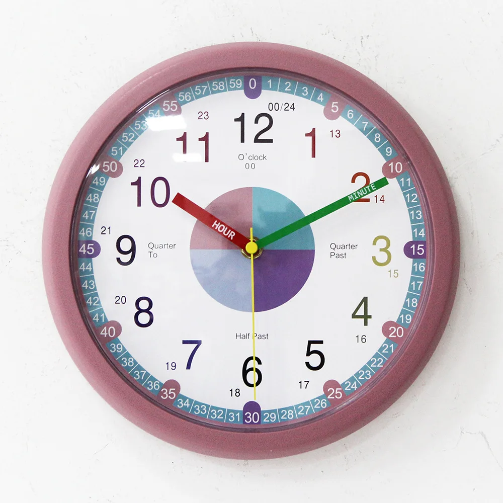 10' Educational Wall Clock for Kids with Silent Movement,Great Learning Clock for Kids,Nice Wall Decor for Classroom, Playroom