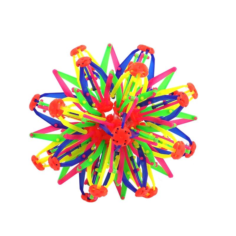 Promotional rainbow color expandable breathing balls stress reliever toy plastic telescopic ball for kids