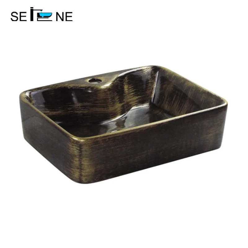 Serene vitreous china brass brush wash basin cooper metal Bathroom sink