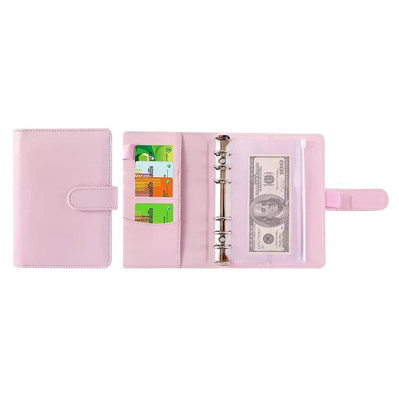 2022 PU journal print A6 zipper pocket sleeves sheets book money organizer with cash envelopes
