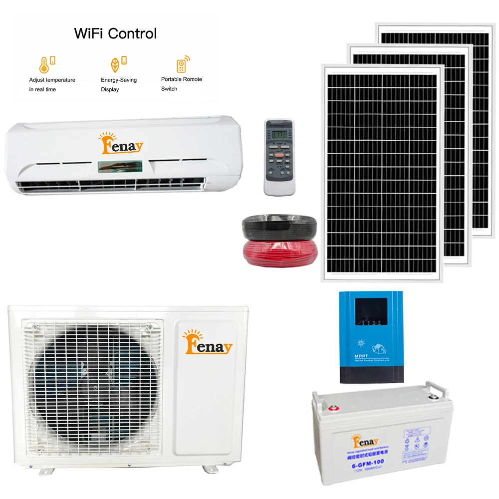 100% DC48V 9000btu off Grid Solar air Conditioner Use Battery at Night