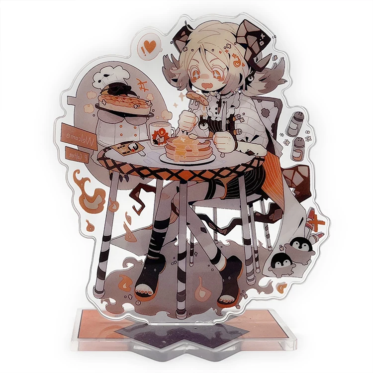 Free sample CMYK offset print CNC cut custom character acrylic stand anime key chain keychain art acrylic anime display