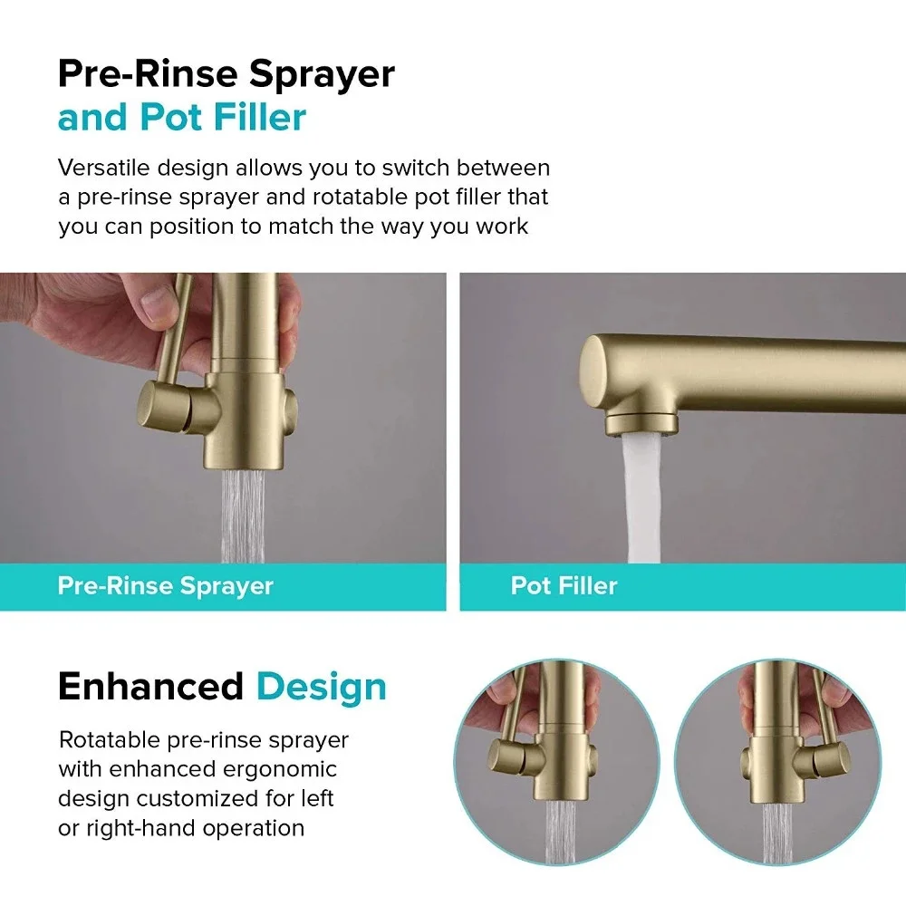 Матовый золотой потяните вниз опрыскиватель Весна смеситель кран с одной ручкой 24,75 'кухонный кран