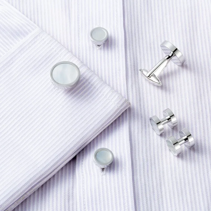 Набор Запонок и запонок в коробке, запонки для рубашки, медь, латунь, агат, ракушка, золотой подарок, набор запонок, набор запонок, классические аксессуары для смокинга