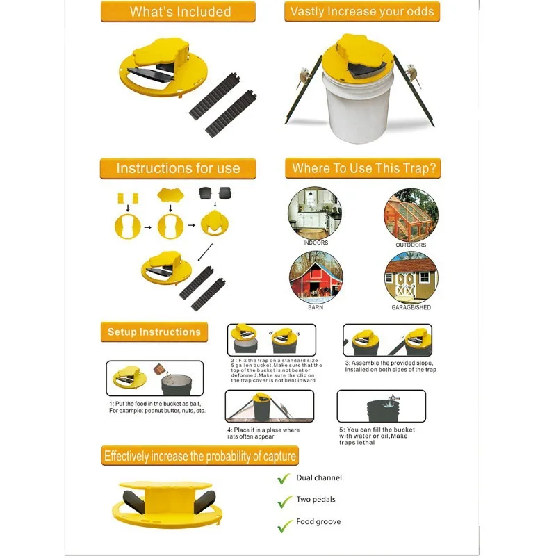 Top Family Plastic Smart Automatic Reusable Humane Bucket Rat No Kill Mouse Trap Friendly Trap