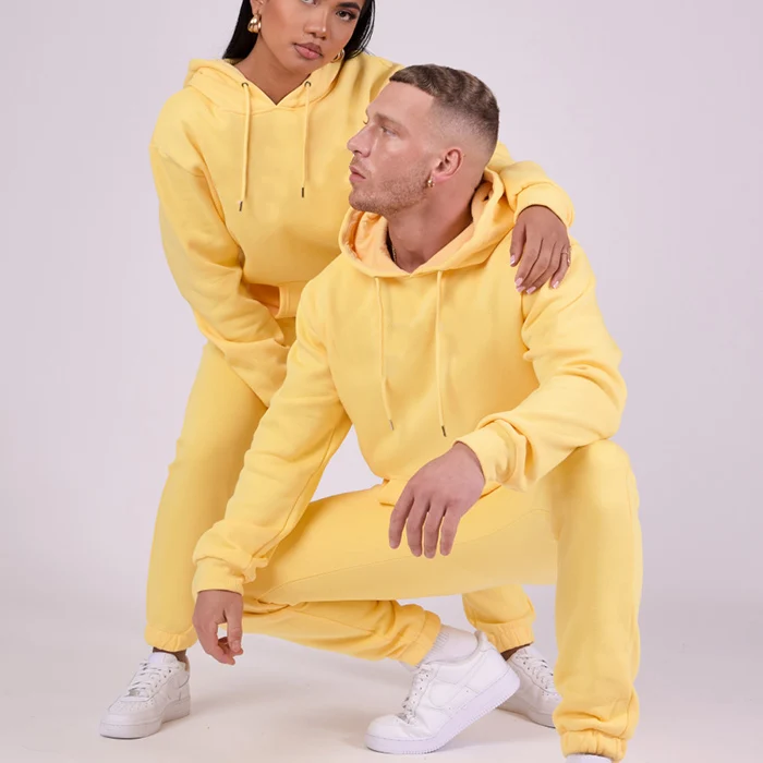 huilin factory wholesale high quality bright colorful mens tracksuit unisex oversized hoodie jogger sets men tracksuit in orange