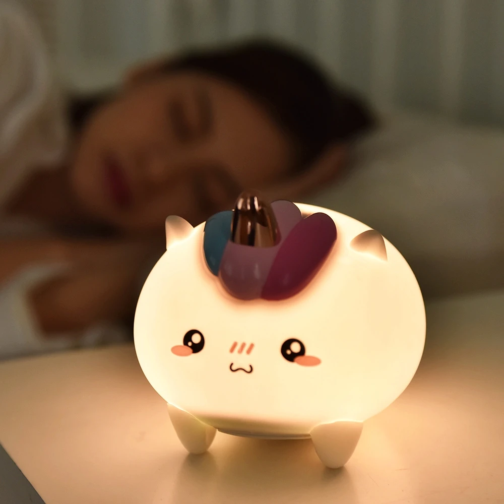 освещением с героями мультфильма «тролли» животных Usb для ночной свет аккумуляторная силиконовые лампы