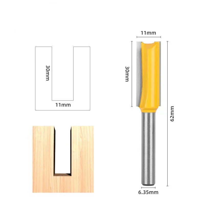 1pc Straight Router Bits 1/4 Shank Double Flute Straight Bit Carbide Tipped Cut Router Bits for Wood Slooting Trimming