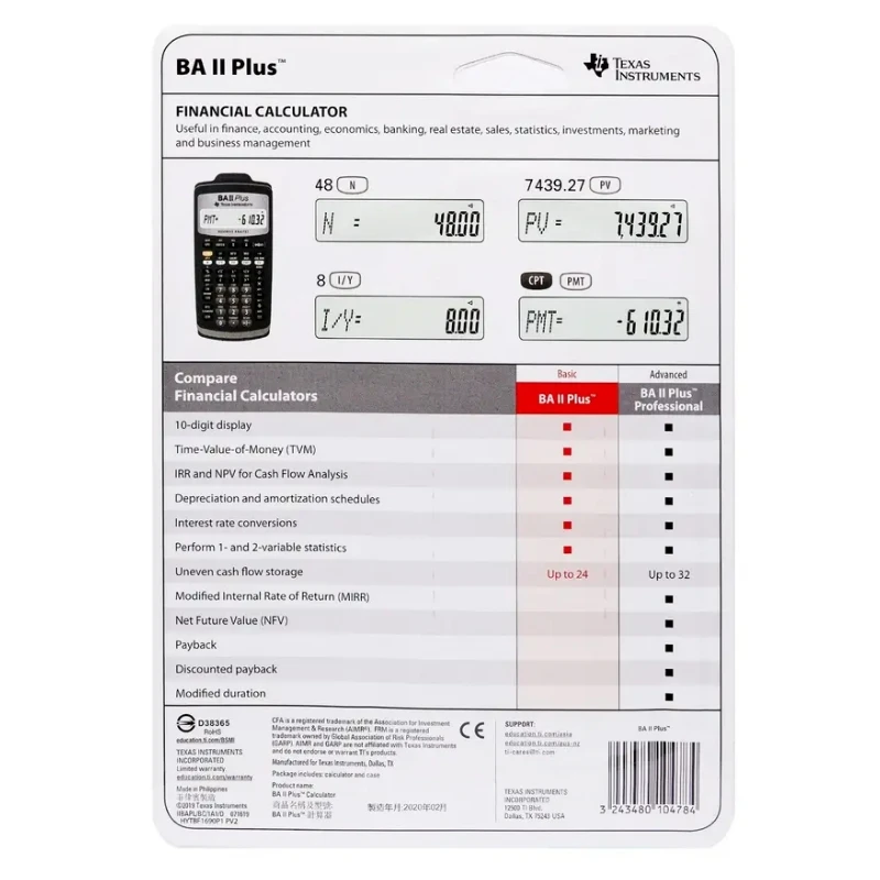 Texas Instruments BA II Plus Financial Calculator