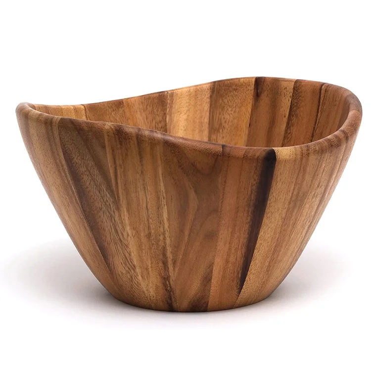 Home Restaurant Acacia Wood Yuan Bao Shape Splicing Salad Dough Bowl Wood Decorative Bowl Wooden Bowl For Salad