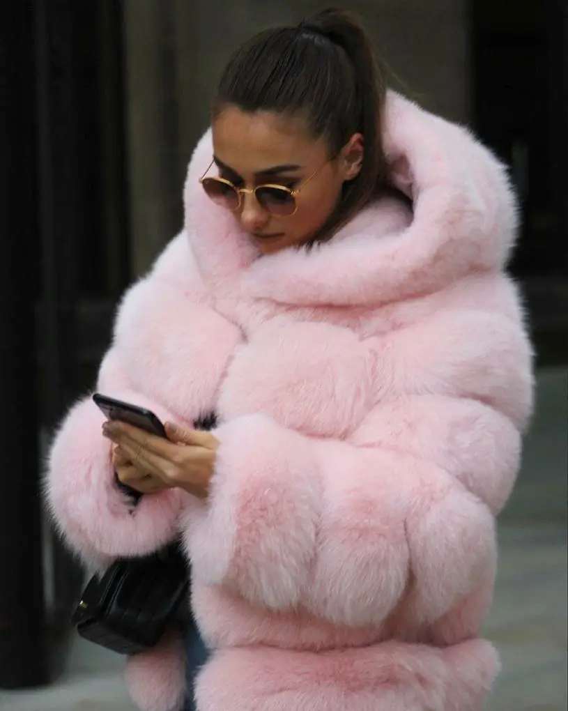 hot girls clothes Wholesale Custom Teddy Fur Hooded White Black Faux Fur Coat women plus size coats