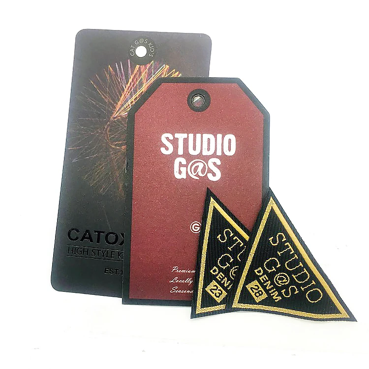 Professional Custom One-stop Design And Produce Clothing Label Metal Logo Hang Tag Woven Label Patch Apparel Garment Accessories