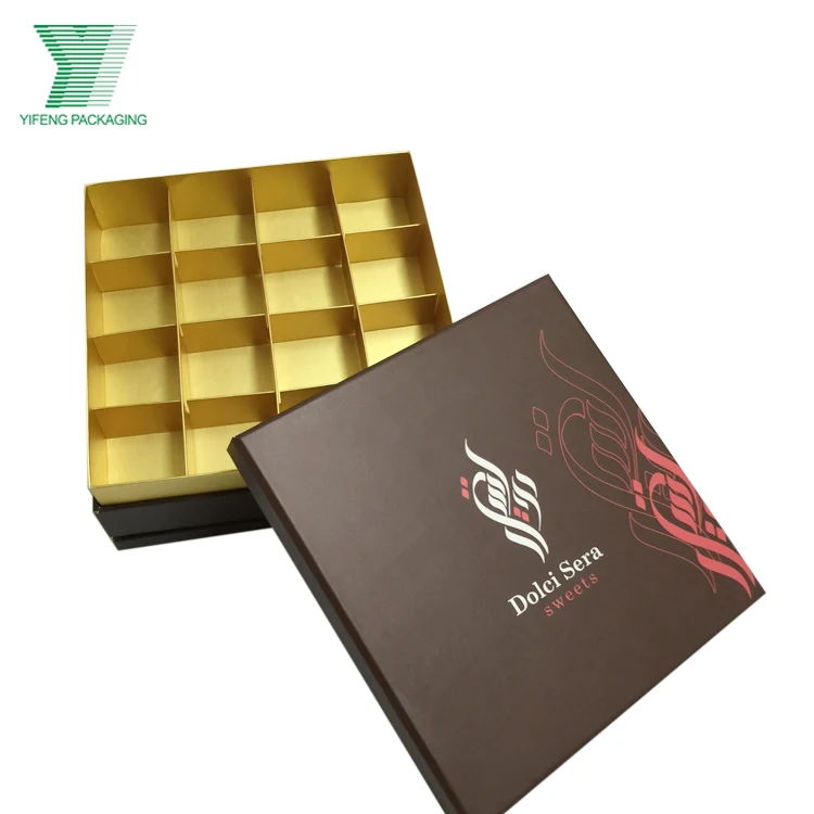Customized 8/12/16/24pcs wholesale Kraft Paper Divider Insert Cookie Chocolate Packing Box With Cushion Pads