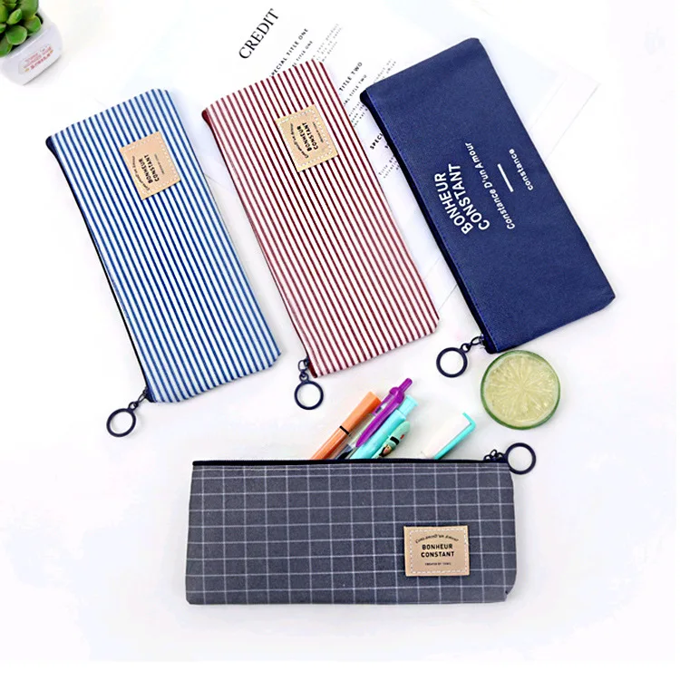 Concise Solid Pencil Case for Girls Boys Student School Pencil Bag Canvas Pencil Box Pencilcase School Supplies Stationery