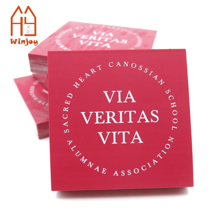 Color eraser printing white logo, custom direct silk-printing of the trademark on the red eraser