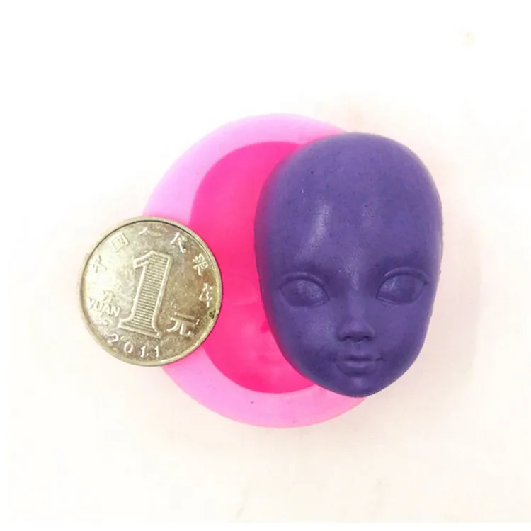 Y4848 Cute Doll Head Face Moulds Fondant Cakes Decor Tools Silicone Molds Sugarcrafts Chocolate Baking Tools