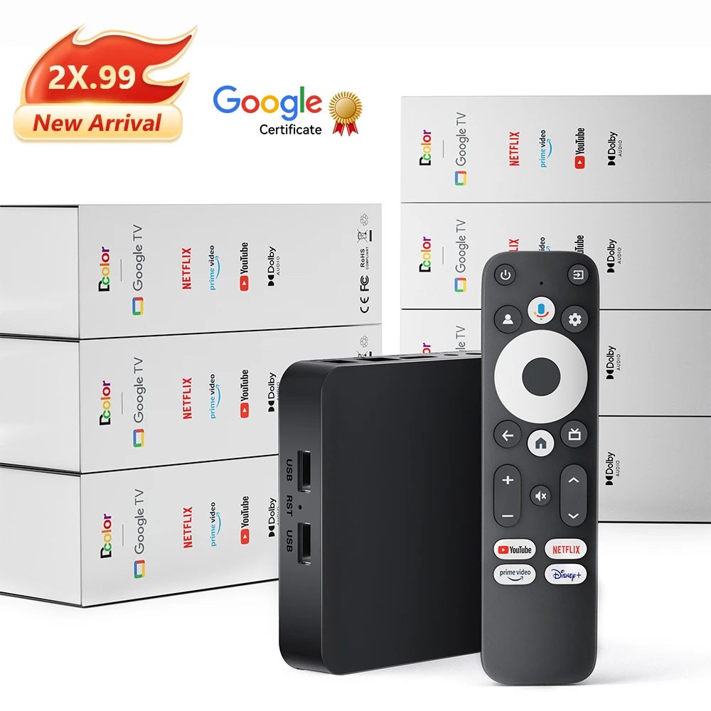 Сертифицированный Google android tvbox Amlogic S905Y4-B DDR4 2 ГБ 32 5 г двойной Wi-Fi Stb Android 12 4k Smart Tv Box