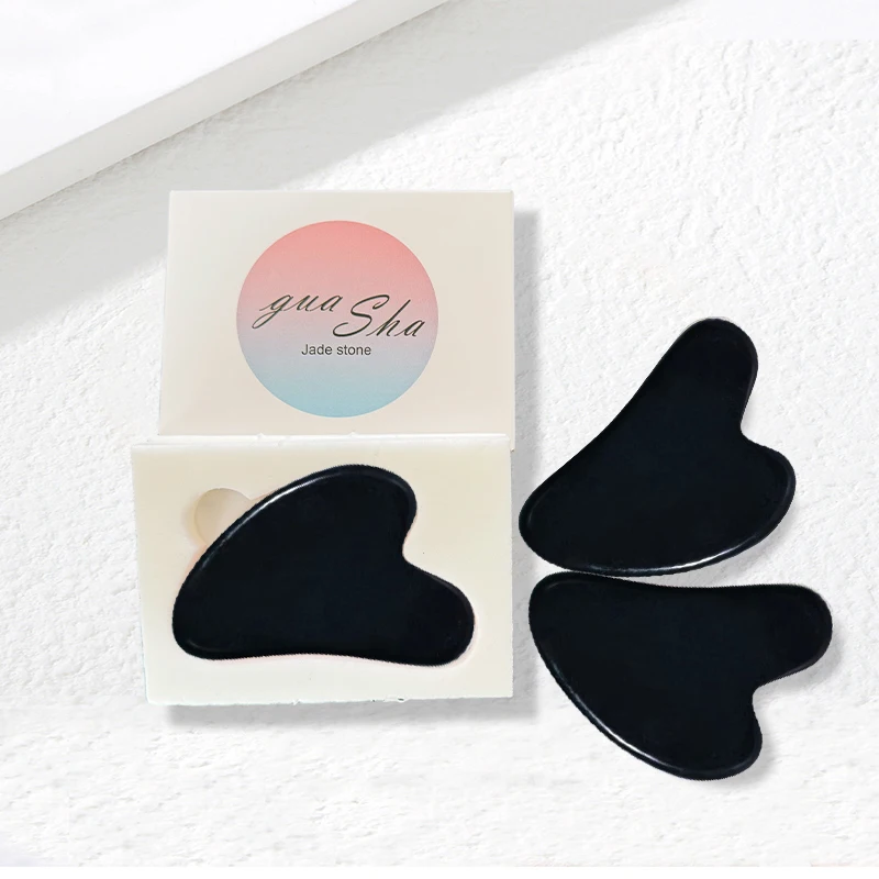Heart Shaped Gua Sha Guasha Board natural stone black Jade Stone Scraping Massage Tool Gua Sha Board