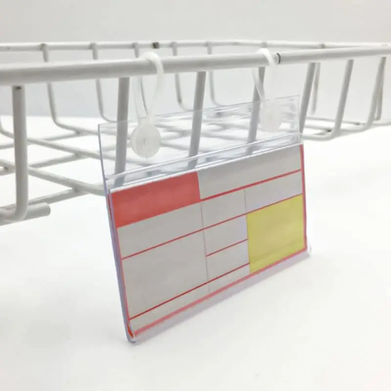 Wholesale Transparent Plastic Price Tag Wire Shelf Label Display Holder Sign With Double Snap Lock Closure For Supermarket Store
