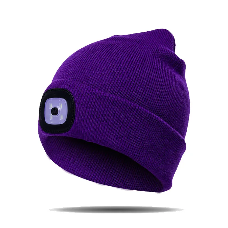 100% Acrylic Knitting beanie hat with led light inside black color LED Beanies